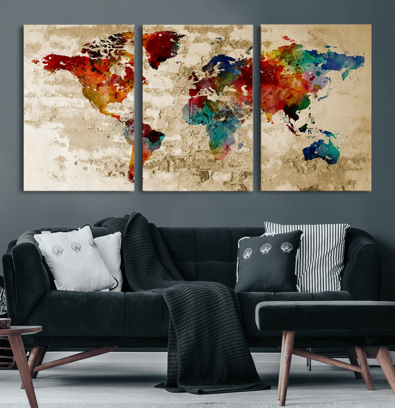 Push Pin World Map Canvas Print – Framed Wall Art for Couples to Track Their Travels – Anniversary Gift or Home Adventure Decor