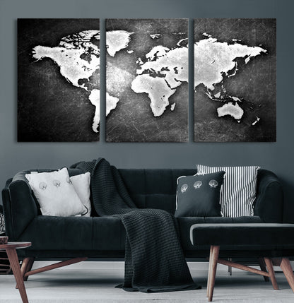 34390-MGV-CV-36X24-World Map Wall Art Canvas Print – Framed Wall Art for Anniversary Gift or Home Adventure Decor