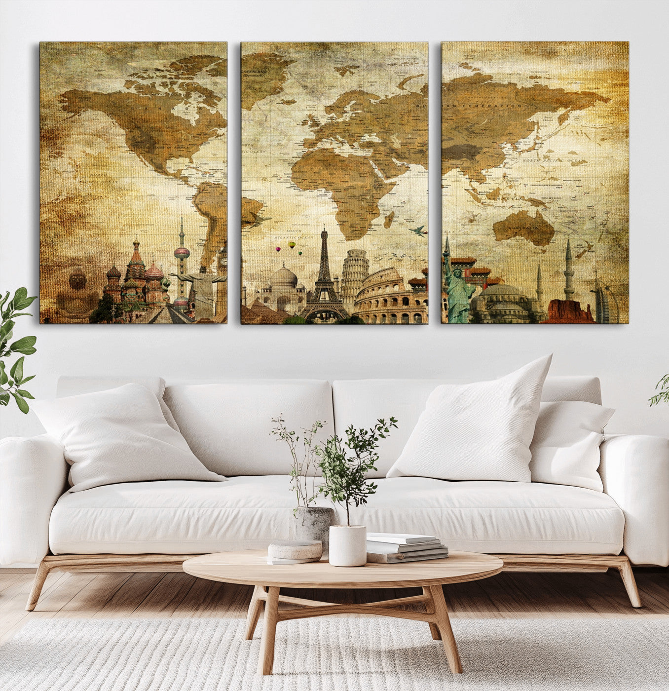 Push Pin World Map Canvas Print – Framed Wall Art for Couples to Track Their Travels – Anniversary Gift or Home Adventure Decor