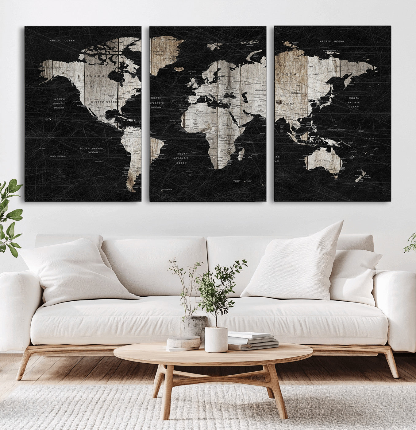89998-MGV-CV-60X30-3P-Push Pin World Map Canvas Print – Framed Wall Art for Couples to Track Their Travels – Anniversary Gift or Home Adventure Decor