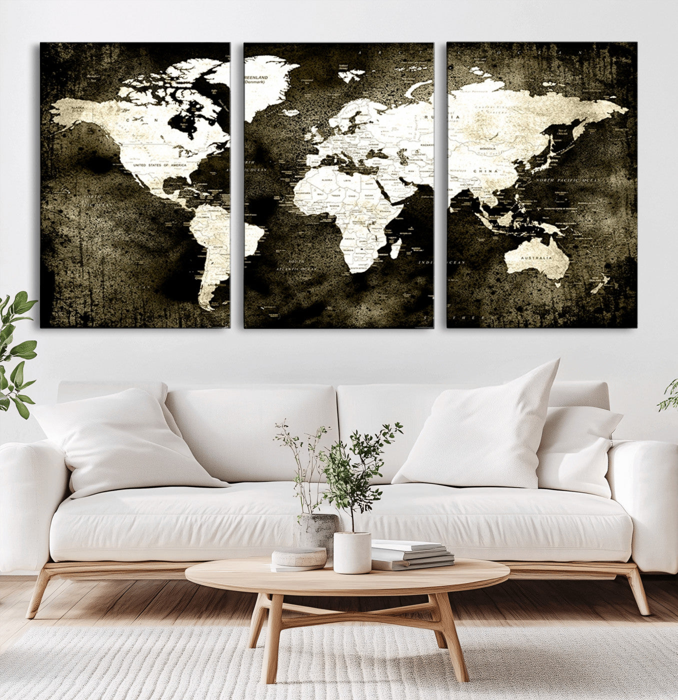 66737-MGV-CV-60X30-3P-Push Pin World Map Canvas Print – Framed Wall Art for Couples to Track Their Travels – Anniversary Gift or Home Adventure Decor