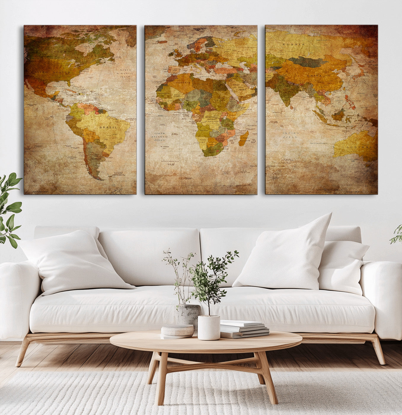 Push Pin World Map Canvas Print – Framed Wall Art for Couples to Track Their Travels – Anniversary Gift or Home Adventure Decor