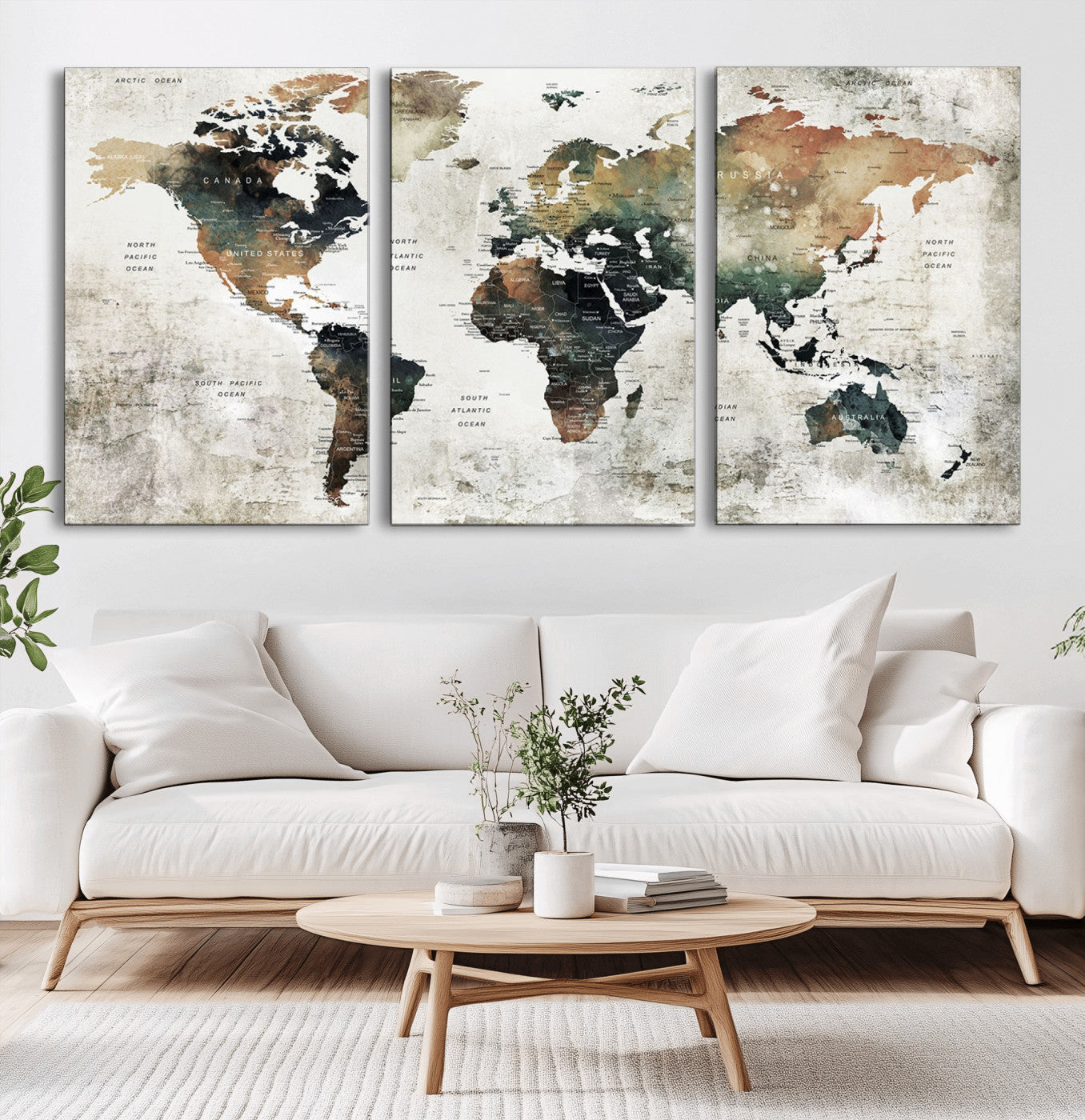 Push Pin World Map Canvas Print – Framed Wall Art for Couples to Track Their Travels – Anniversary Gift or Home Adventure Decor