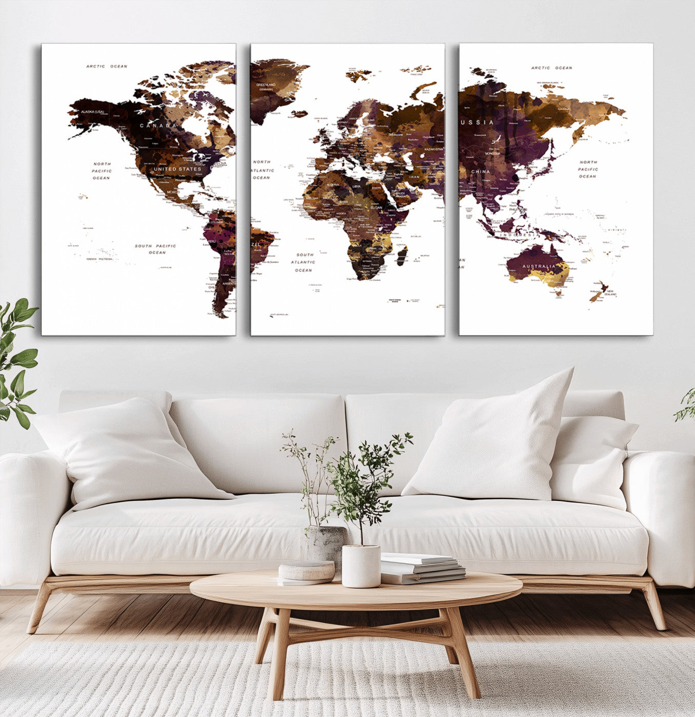 Push Pin World Map Canvas Print – Framed Wall Art for Couples to Track Their Travels – Anniversary Gift or Home Adventure Decor