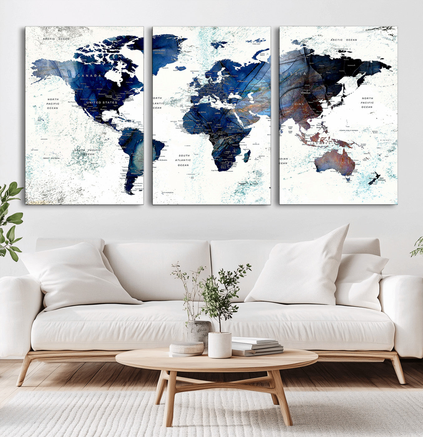 Push Pin World Map Canvas Print – Framed Wall Art for Couples to Track Their Travels – Anniversary Gift or Home Adventure Decor