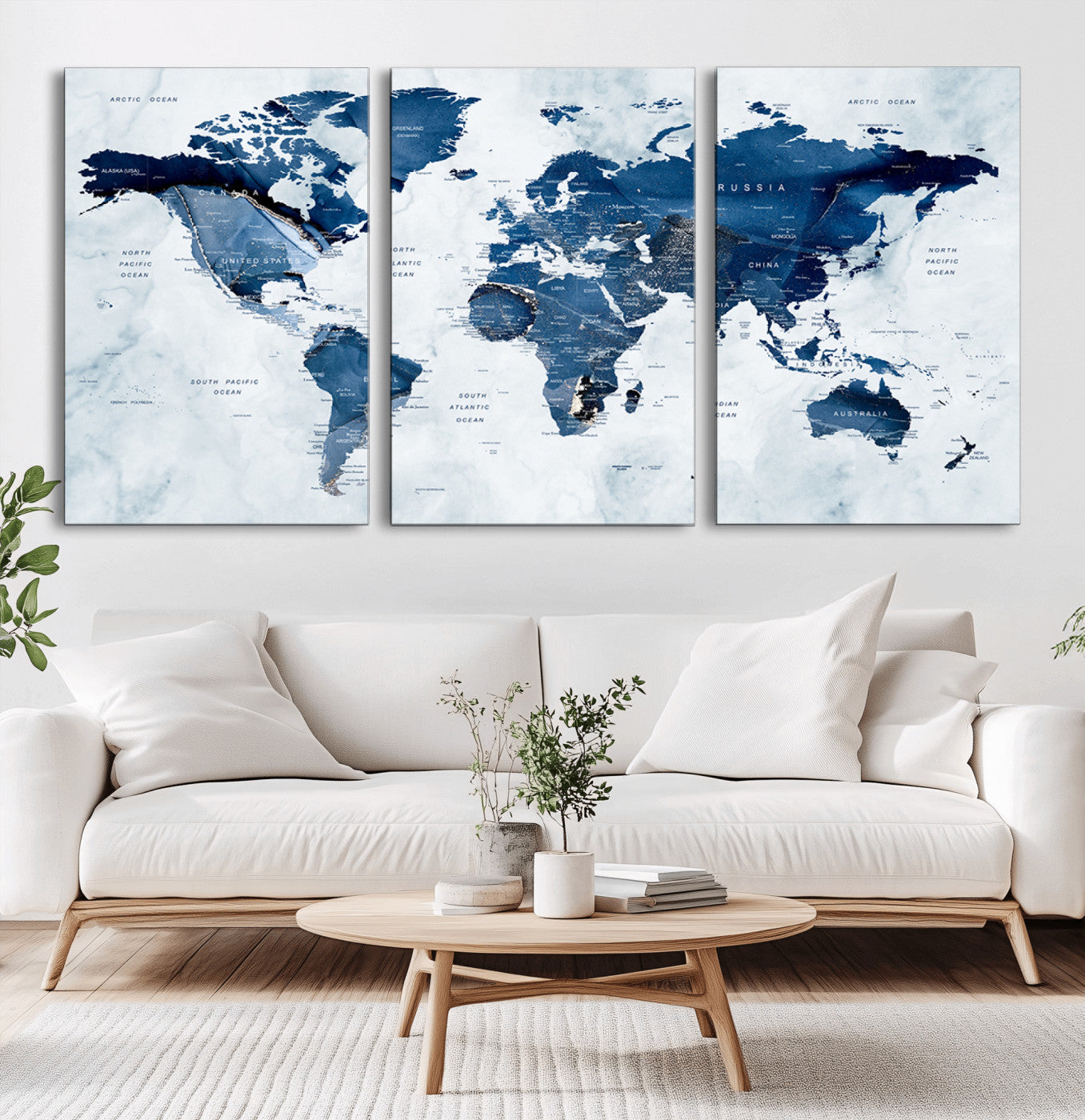Push Pin World Map Canvas Print – Framed Wall Art for Couples to Track Their Travels – Anniversary Gift or Home Adventure Decor