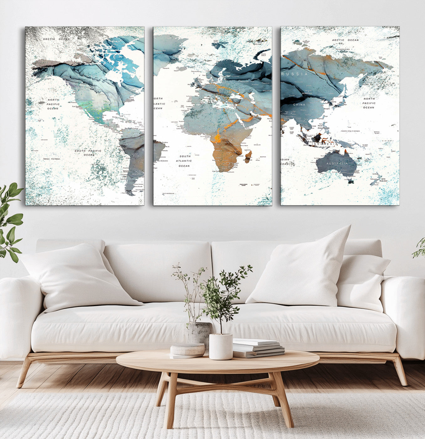 Push Pin World Map Canvas Print – Framed Wall Art for Couples to Track Their Travels – Anniversary Gift or Home Adventure Decor