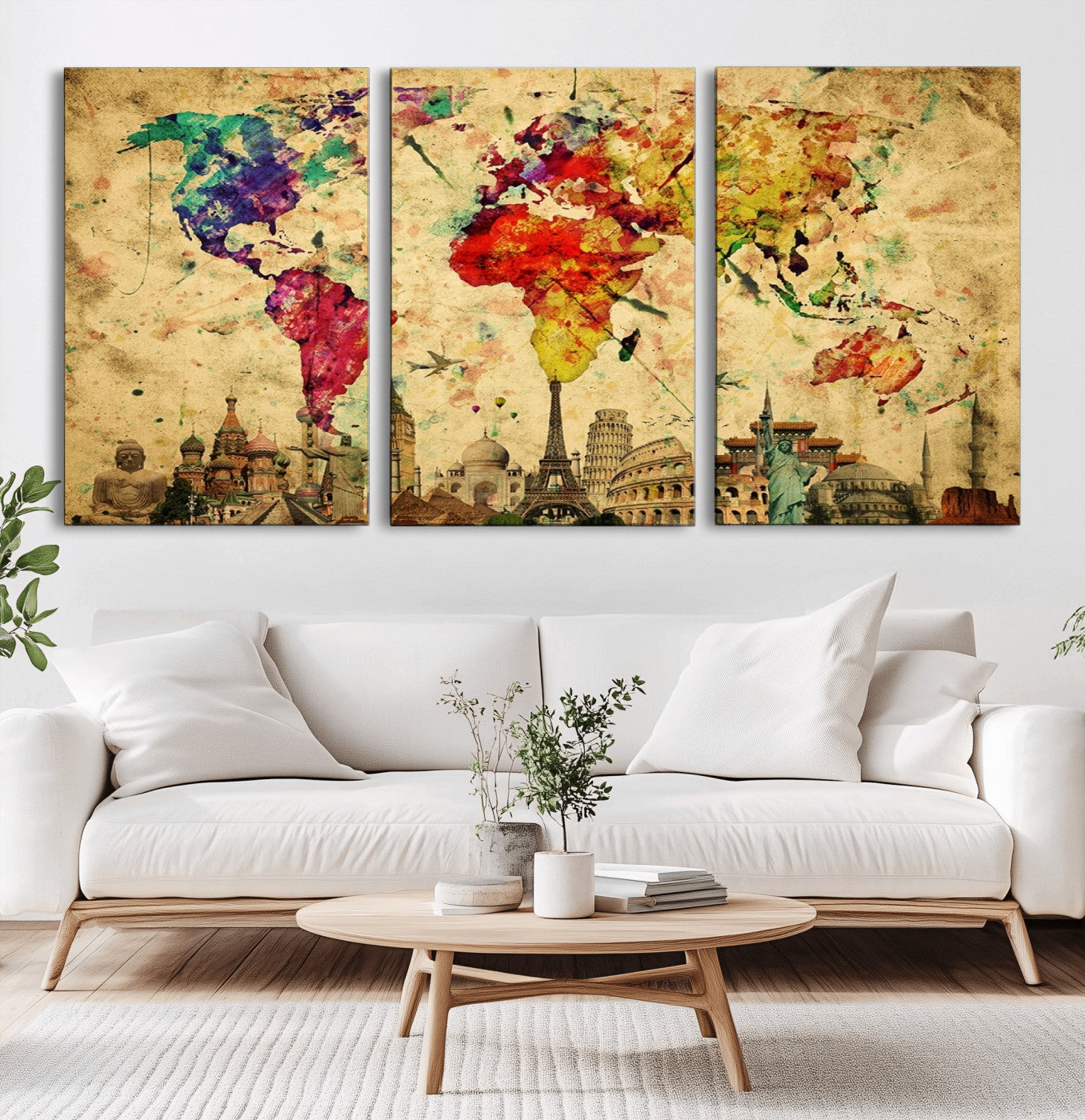 Colorful World Map Wall Art World Map Canvas Print
