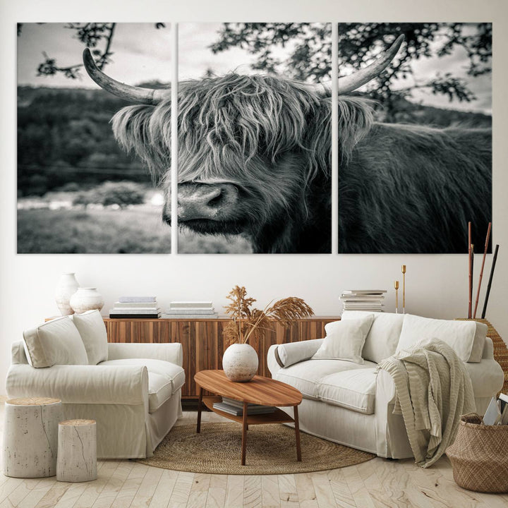 Highland Cow Wall Art Canvas Print Scottish Cattle Canvas Art