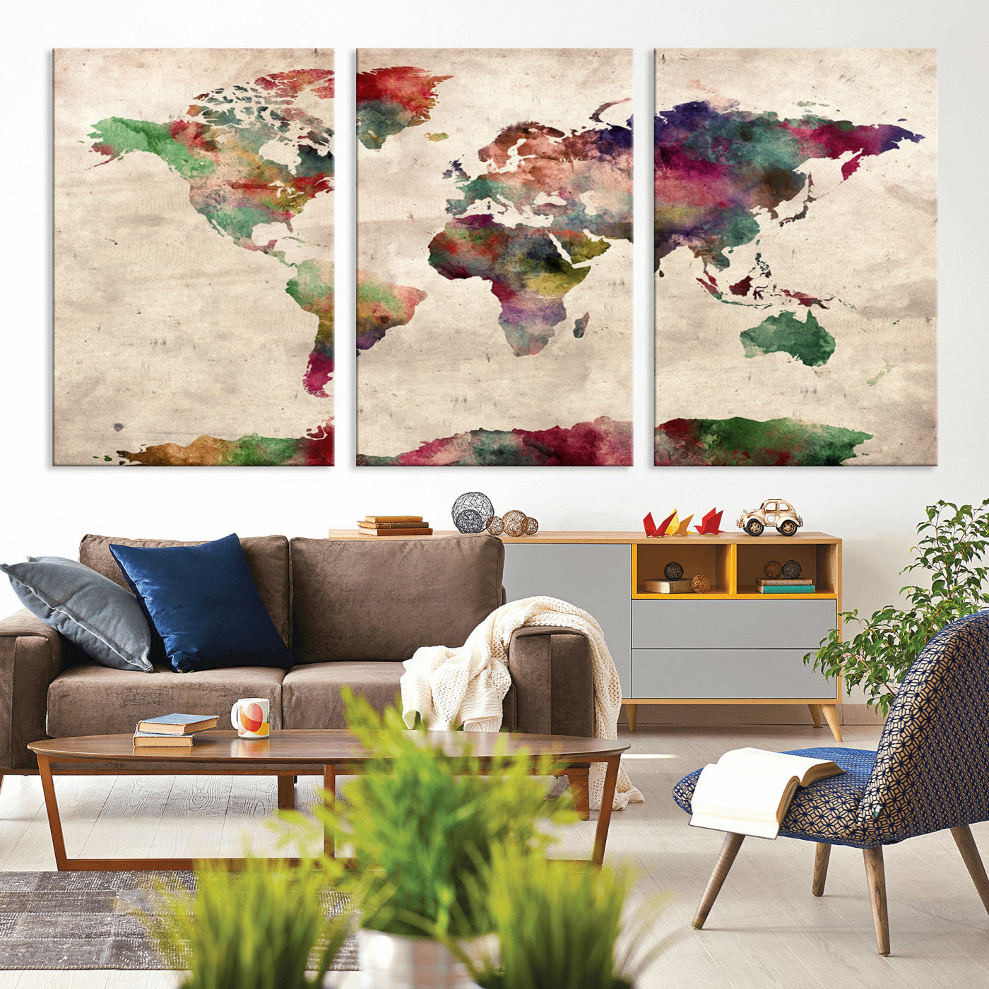 Push Pin World Map Canvas Print – Framed Wall Art for Couples to Track Their Travels – Anniversary Gift or Home Adventure Decor