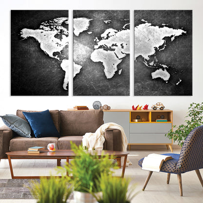 34390-MGV-CV-36X24-World Map Wall Art Canvas Print – Framed Wall Art for Anniversary Gift or Home Adventure Decor