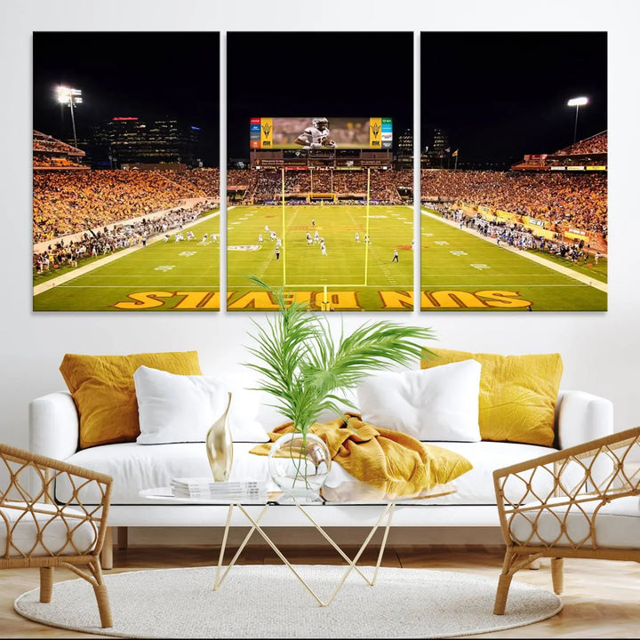 ASU Sun Devils Football Team Print - Phoenix Mountain America Stadium Wall Art Canvas Print