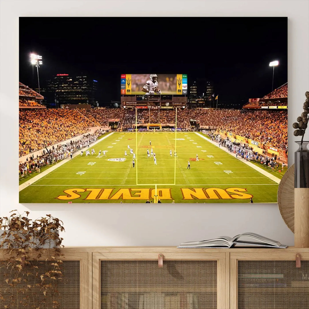 ASU Sun Devils Football Team Print - Phoenix Mountain America Stadium Wall Art Canvas Print