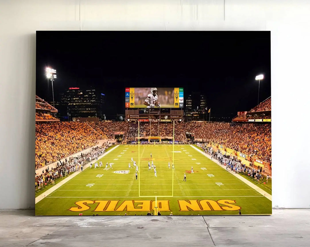 ASU Sun Devils Football Team Print - Phoenix Mountain America Stadium Wall Art Canvas Print