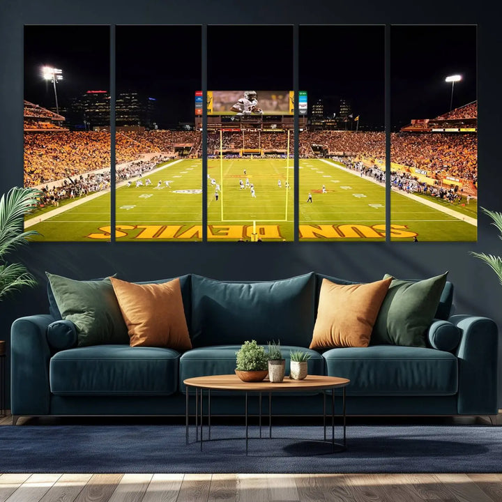 ASU Sun Devils Football Team Print - Phoenix Mountain America Stadium Wall Art Canvas Print