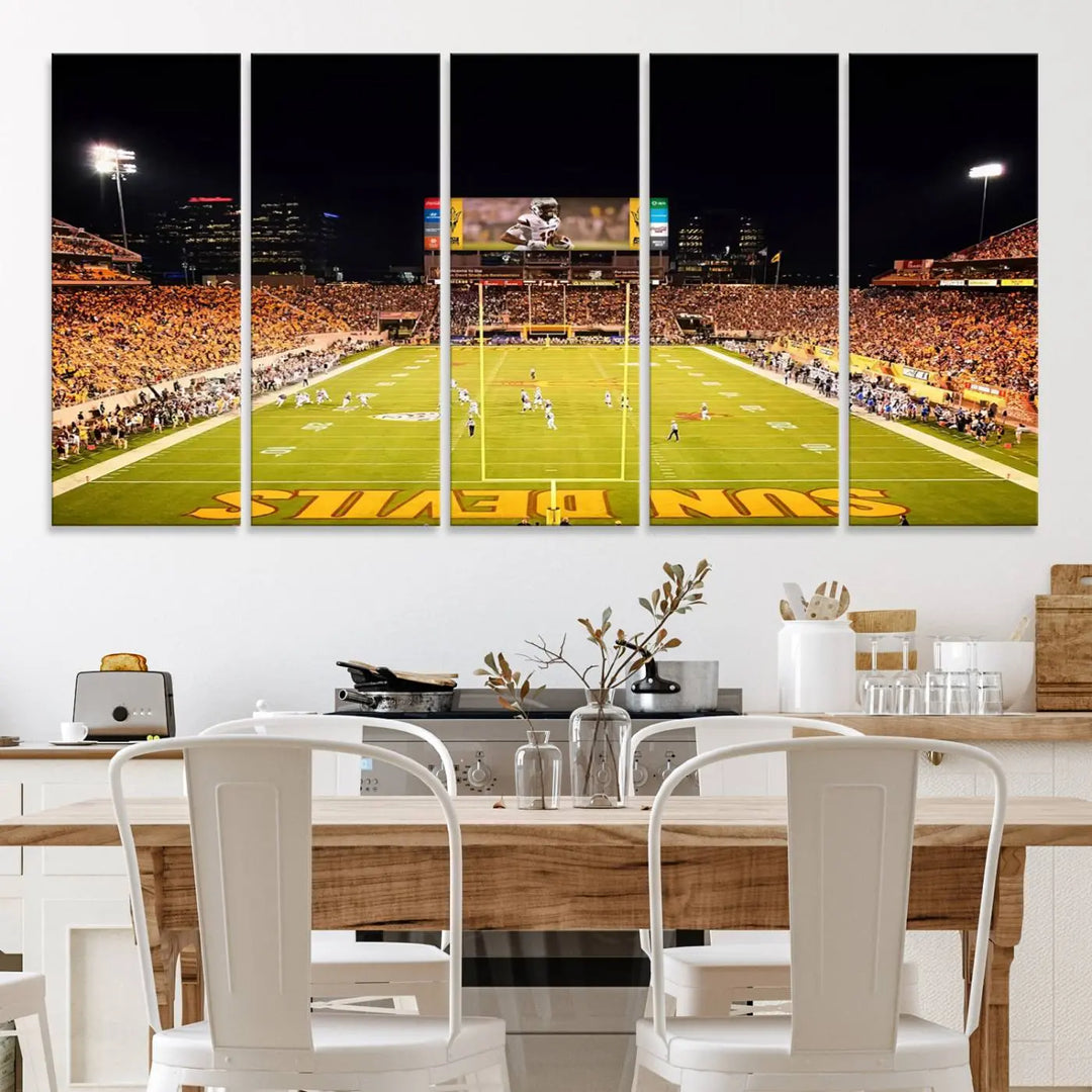 ASU Sun Devils Football Team Print - Phoenix Mountain America Stadium Wall Art Canvas Print