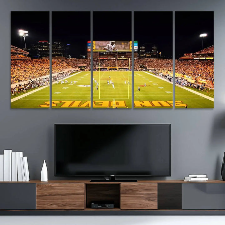 ASU Sun Devils Football Team Print - Phoenix Mountain America Stadium Wall Art Canvas Print