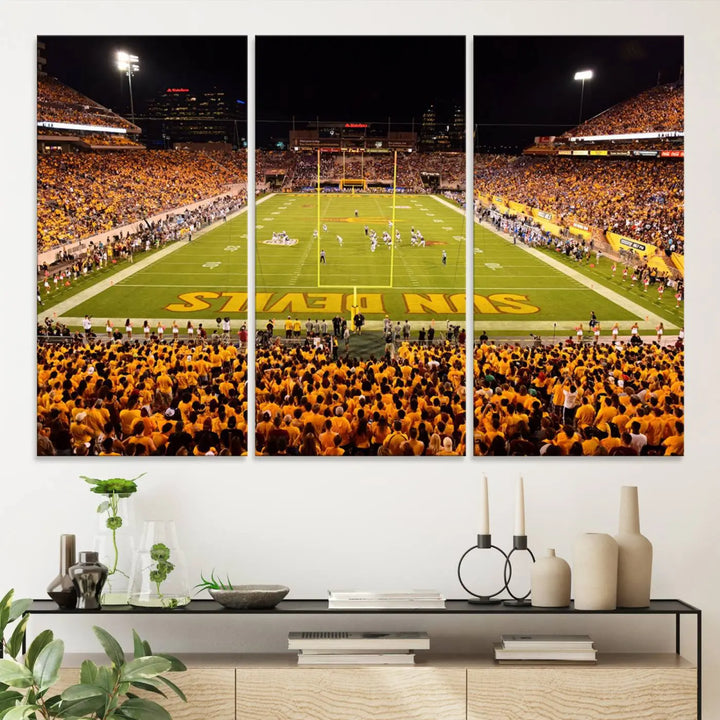 ASU Sun Devils Football Team Print - Phoenix Mountain America Stadium Wall Art Canvas Print