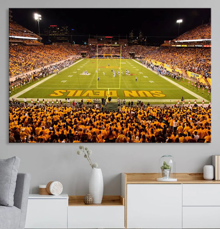 ASU Sun Devils Football Team Print - Phoenix Mountain America Stadium Wall Art Canvas Print