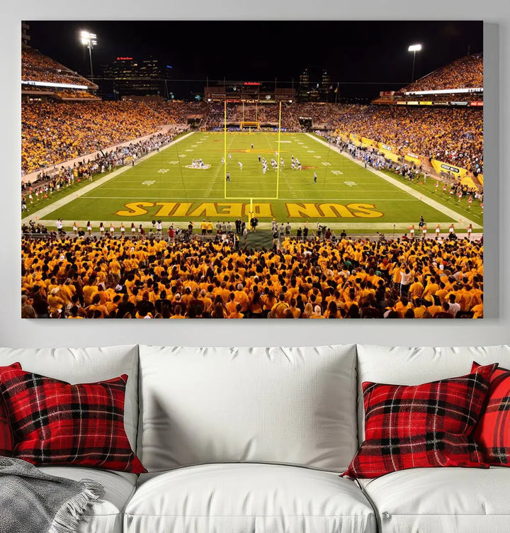 ASU Sun Devils Football Team Print - Phoenix Mountain America Stadium Wall Art Canvas Print