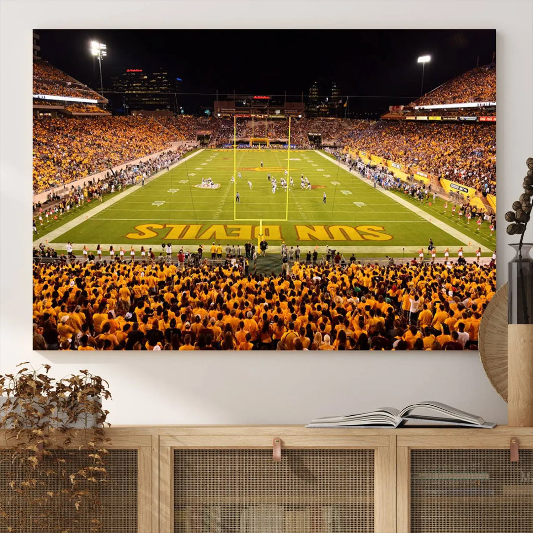 ASU Sun Devils Football Team Print - Phoenix Mountain America Stadium Wall Art Canvas Print