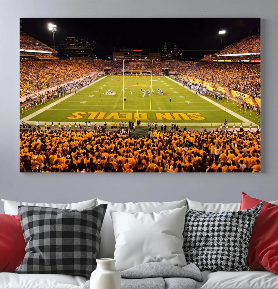 ASU Sun Devils Football Team Print - Phoenix Mountain America Stadium Wall Art Canvas Print