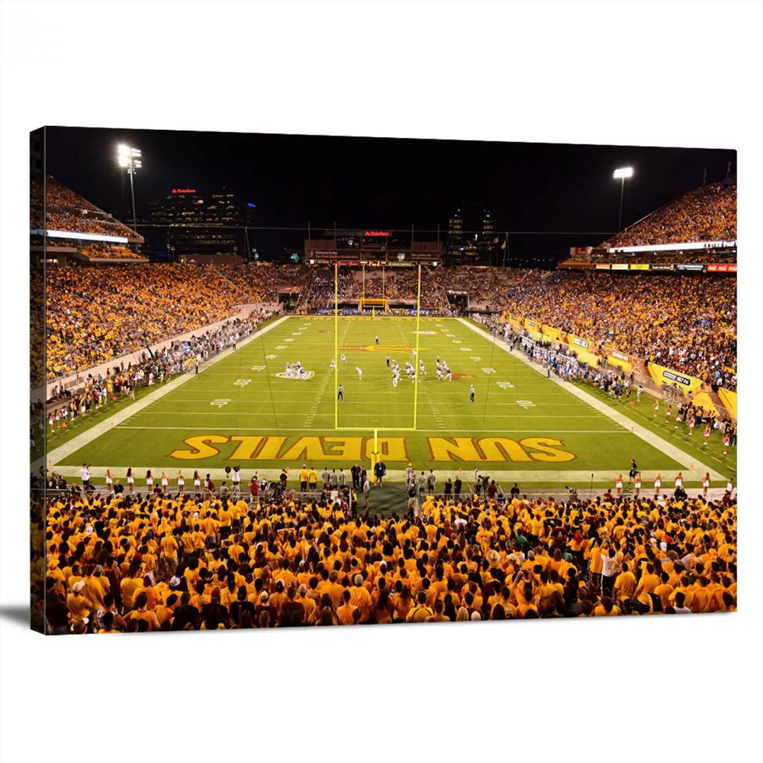 ASU Sun Devils Football Team Print - Phoenix Mountain America Stadium Wall Art Canvas Print