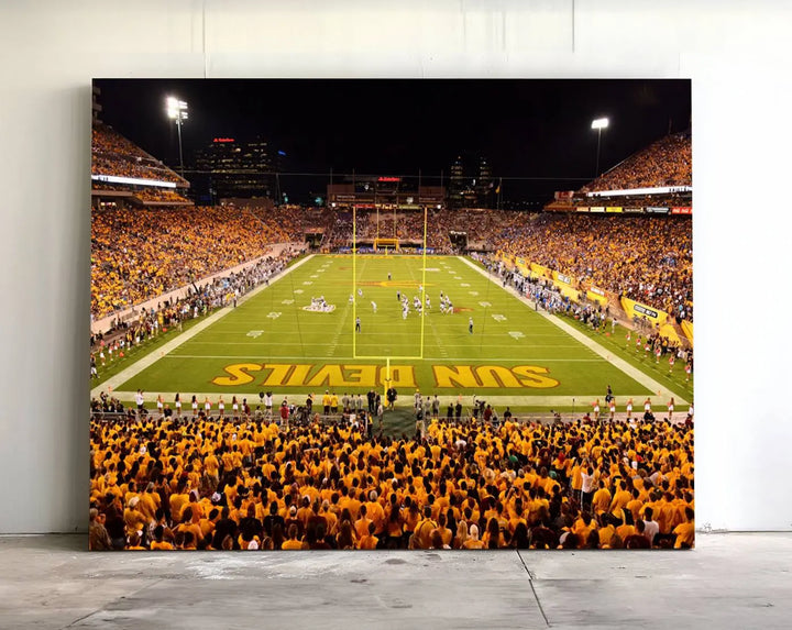 ASU Sun Devils Football Team Print - Phoenix Mountain America Stadium Wall Art Canvas Print