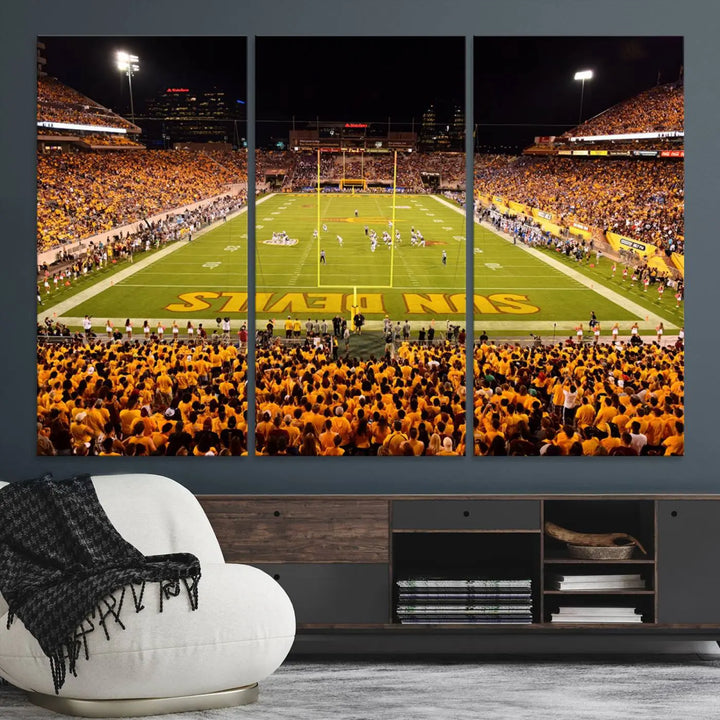 ASU Sun Devils Football Team Print - Phoenix Mountain America Stadium Wall Art Canvas Print