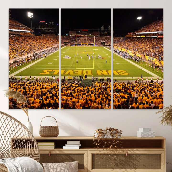 ASU Sun Devils Football Team Print - Phoenix Mountain America Stadium Wall Art Canvas Print