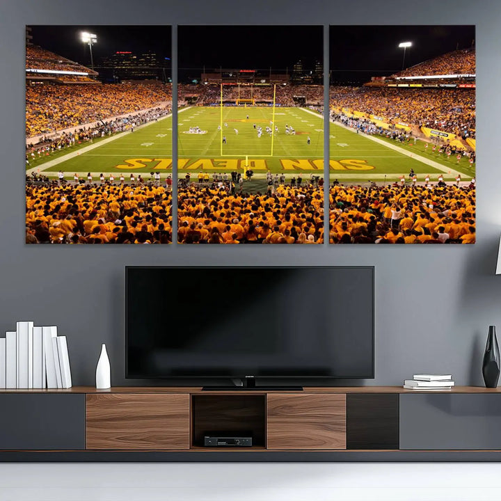 ASU Sun Devils Football Team Print - Phoenix Mountain America Stadium Wall Art Canvas Print