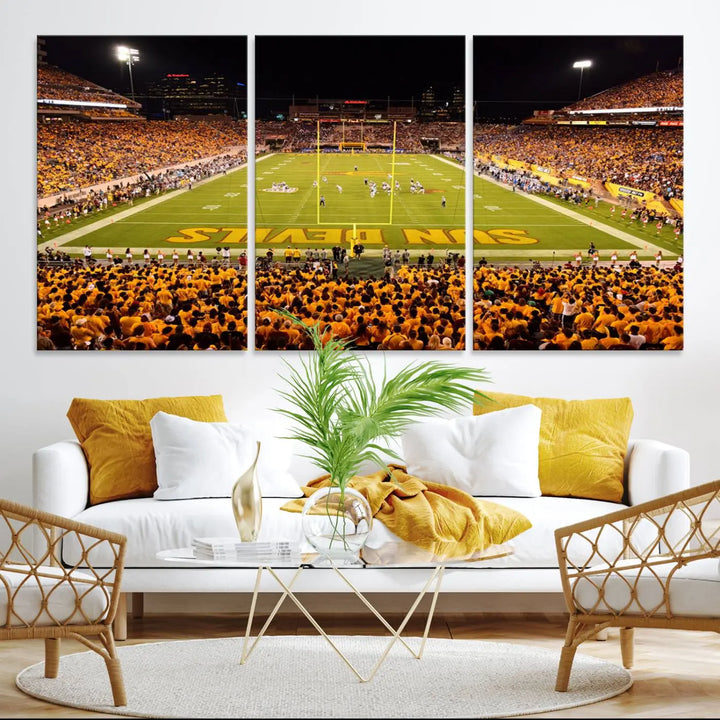 ASU Sun Devils Football Team Print - Phoenix Mountain America Stadium Wall Art Canvas Print