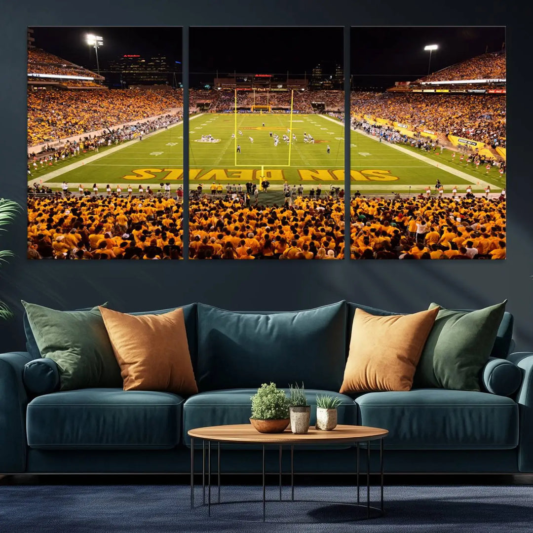 ASU Sun Devils Football Team Print - Phoenix Mountain America Stadium Wall Art Canvas Print