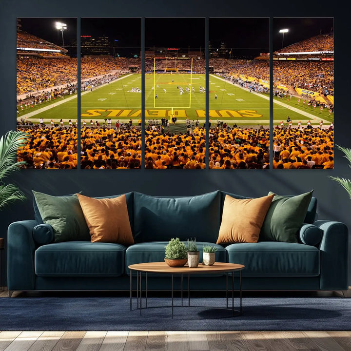 ASU Sun Devils Football Team Print - Phoenix Mountain America Stadium Wall Art Canvas Print