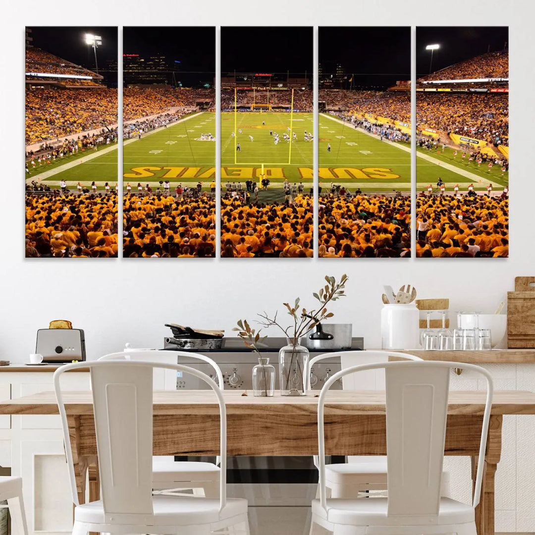 ASU Sun Devils Football Team Print - Phoenix Mountain America Stadium Wall Art Canvas Print