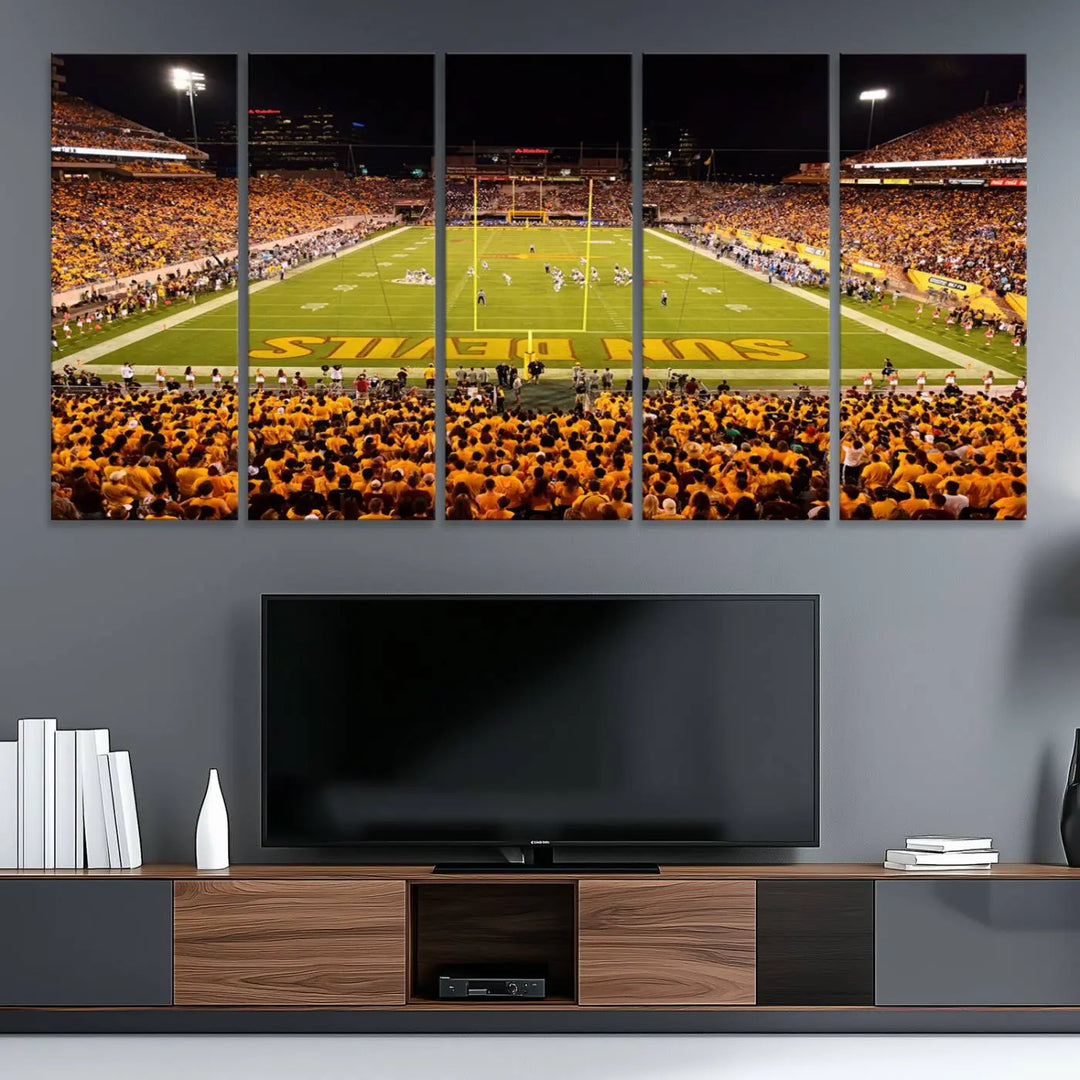 ASU Sun Devils Football Team Print - Phoenix Mountain America Stadium Wall Art Canvas Print