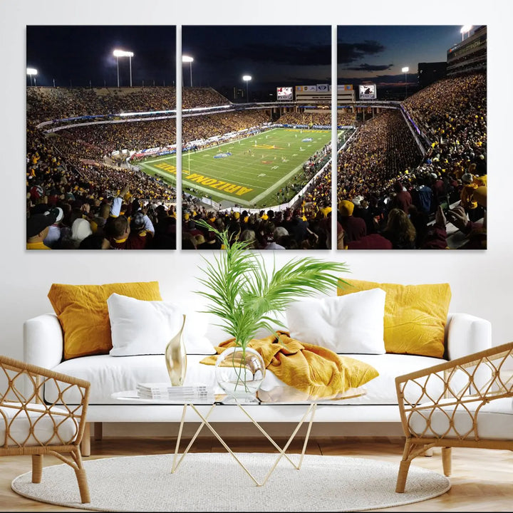 ASU Sun Devils Football Team Print - Phoenix Mountain America Stadium Wall Art Canvas Print