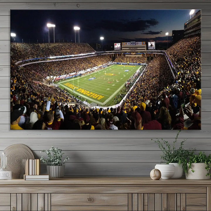 ASU Sun Devils Football Team Print - Phoenix Mountain America Stadium Wall Art Canvas Print