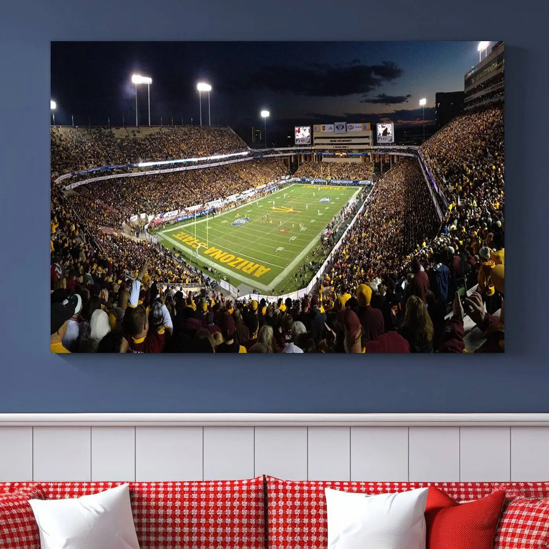 ASU Sun Devils Football Team Print - Phoenix Mountain America Stadium Wall Art Canvas Print