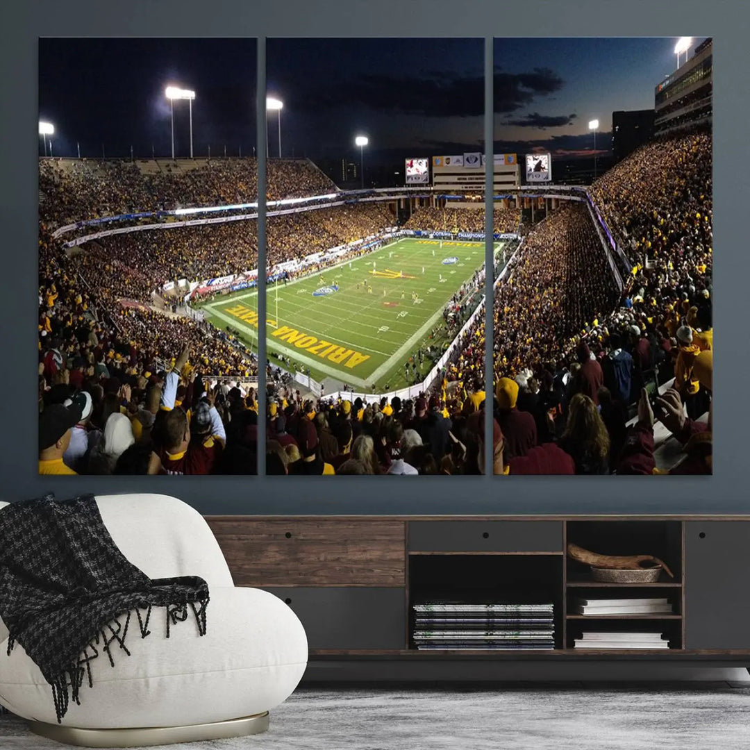 ASU Sun Devils Football Team Print - Phoenix Mountain America Stadium Wall Art Canvas Print