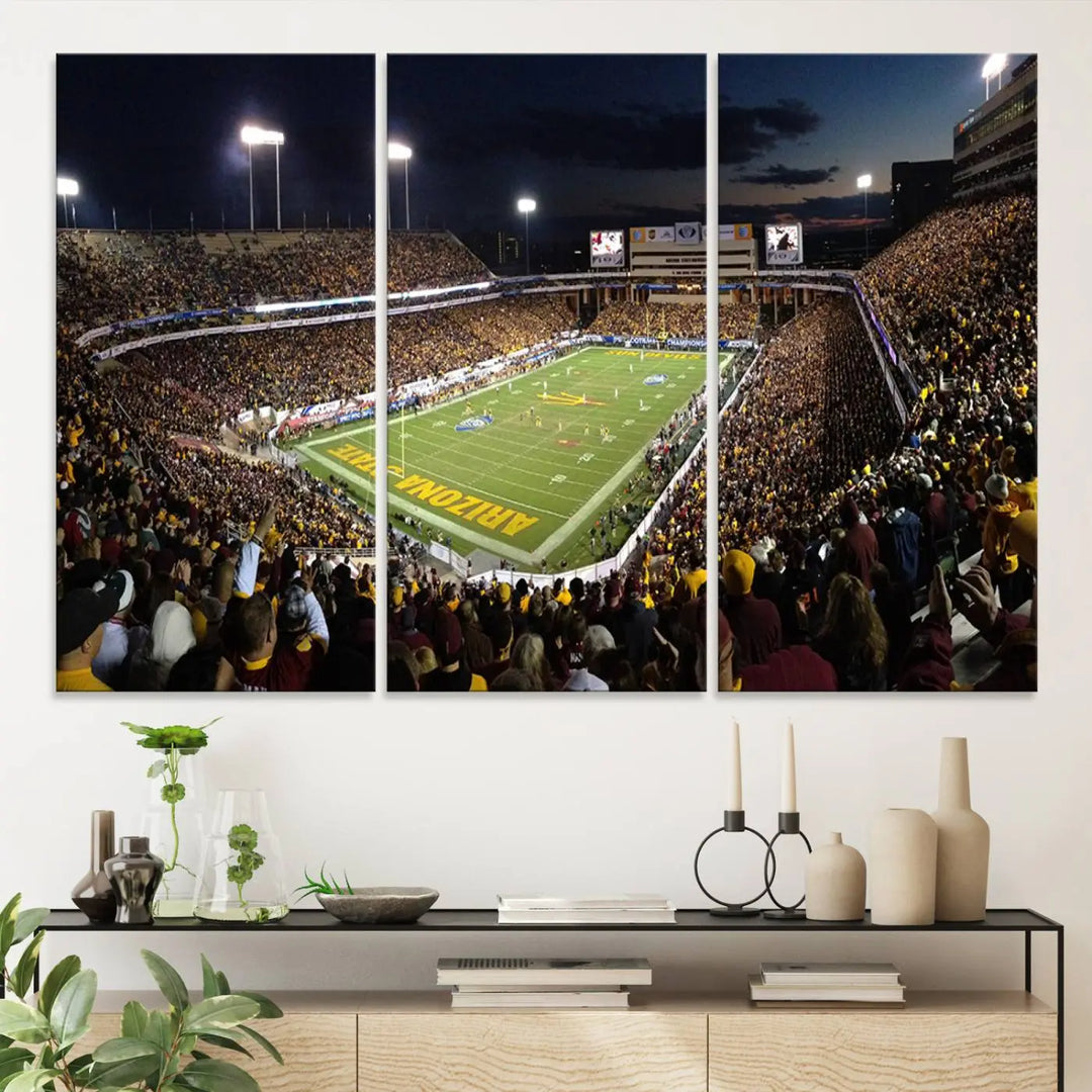 ASU Sun Devils Football Team Print - Phoenix Mountain America Stadium Wall Art Canvas Print