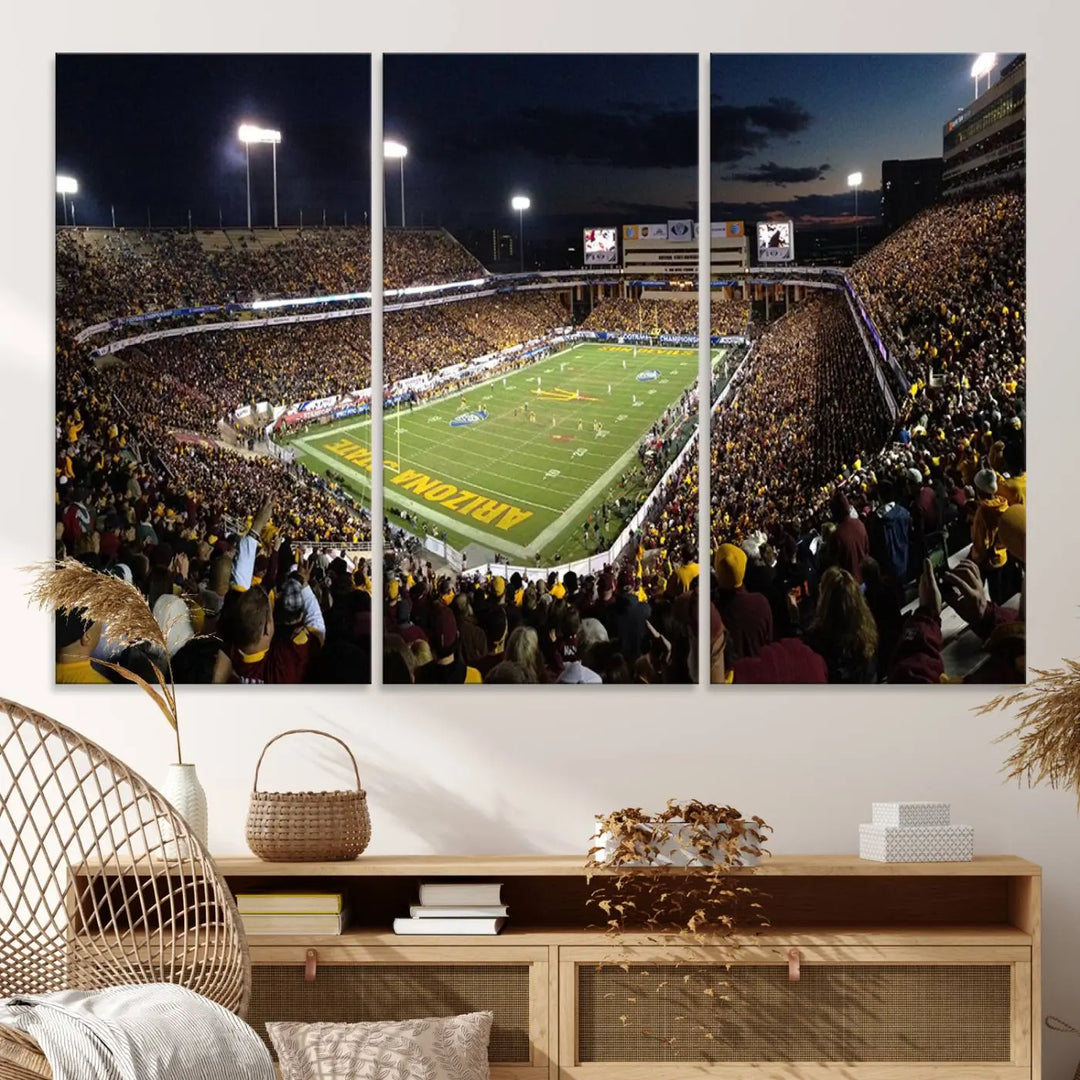 ASU Sun Devils Football Team Print - Phoenix Mountain America Stadium Wall Art Canvas Print