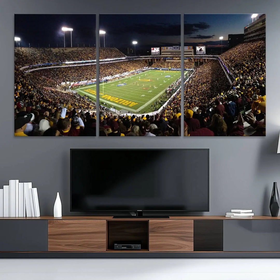 ASU Sun Devils Football Team Print - Phoenix Mountain America Stadium Wall Art Canvas Print