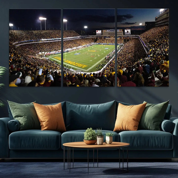 ASU Sun Devils Football Team Print - Phoenix Mountain America Stadium Wall Art Canvas Print