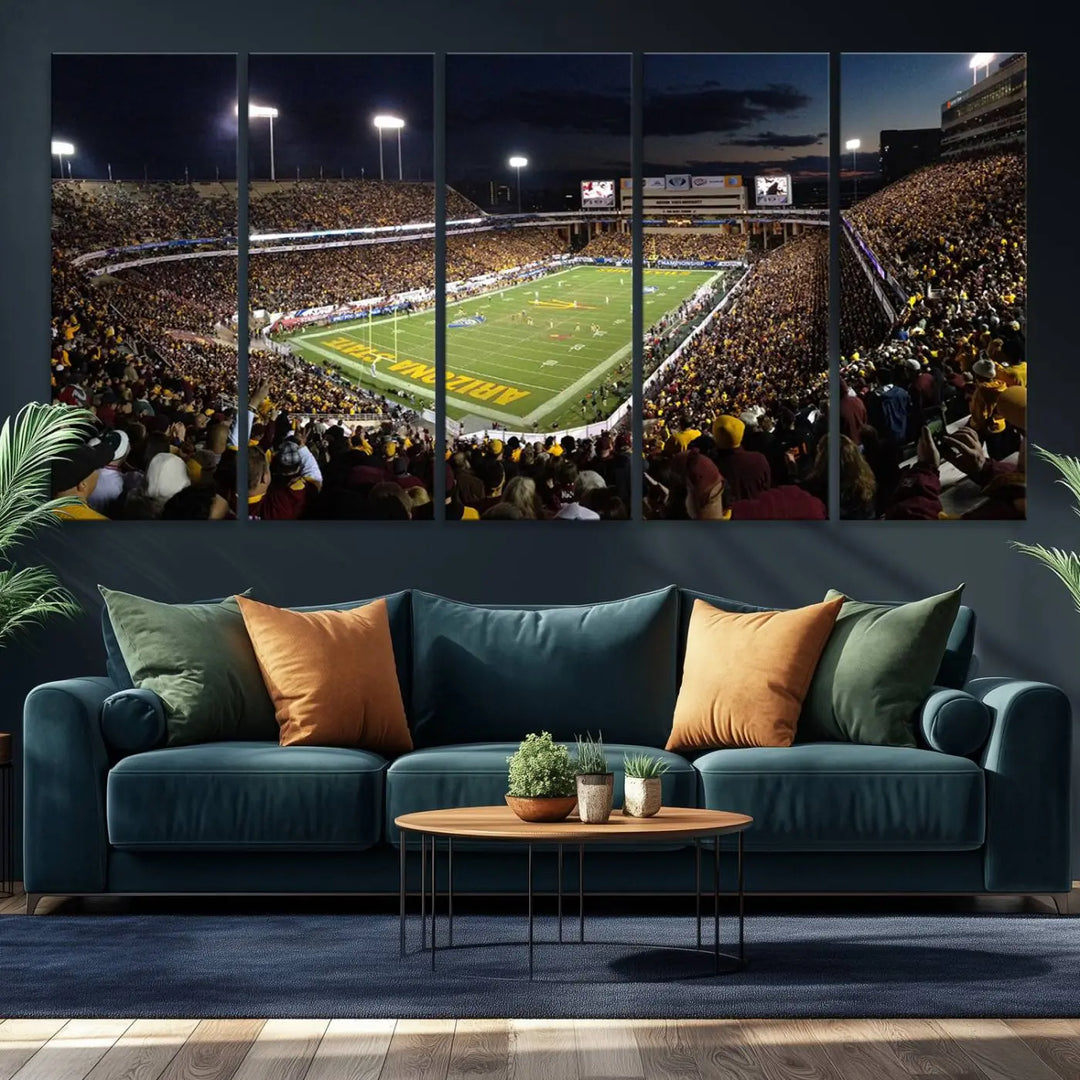 ASU Sun Devils Football Team Print - Phoenix Mountain America Stadium Wall Art Canvas Print