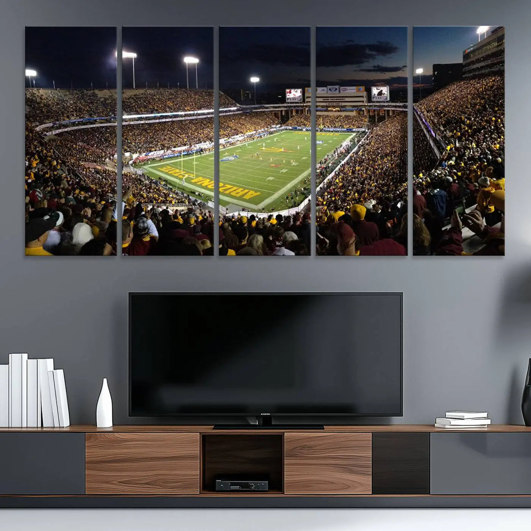 ASU Sun Devils Football Team Print - Phoenix Mountain America Stadium Wall Art Canvas Print