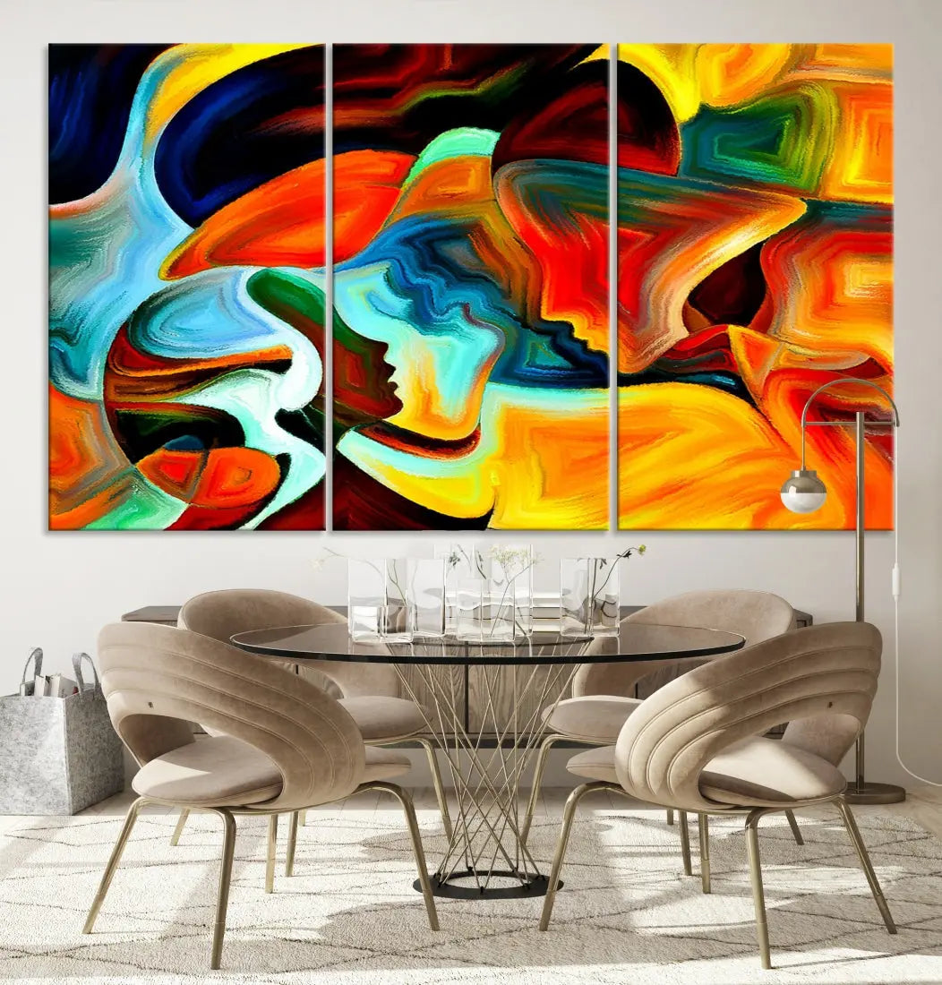 Abstract Human Faces Modern Painting Canvas Wall Art Print for Office