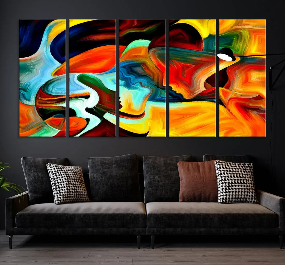 Abstract Human Faces Modern Painting Canvas Wall Art Print for Office