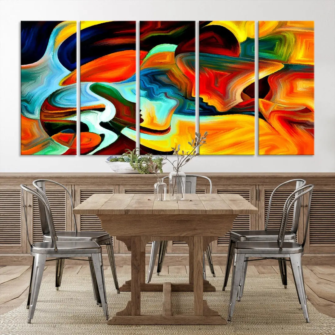 Abstract Human Faces Modern Painting Canvas Wall Art Print for Office