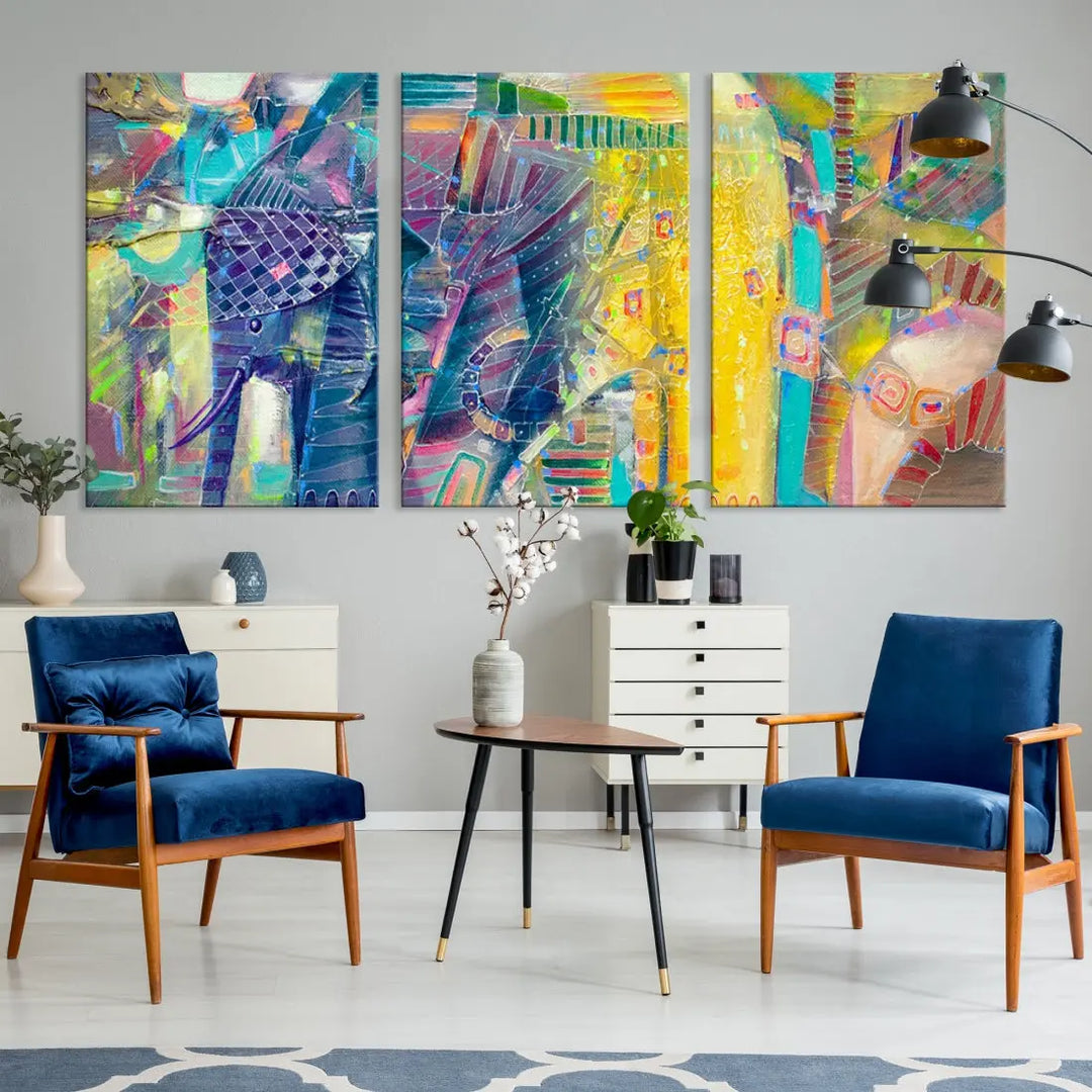 Abstract Indian Elephant Wall Art Canvas Print Zen Home Spiritual Artwork